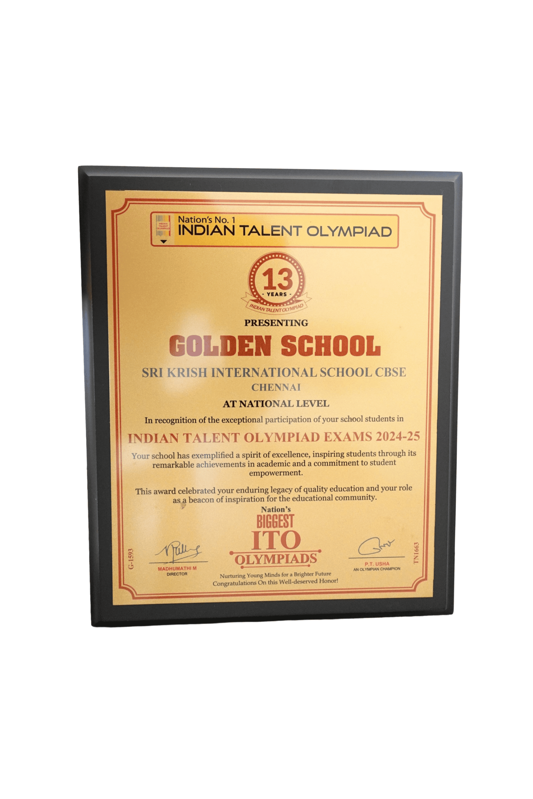 13 YEARS PRESENTING GOLDEN SCHOOL