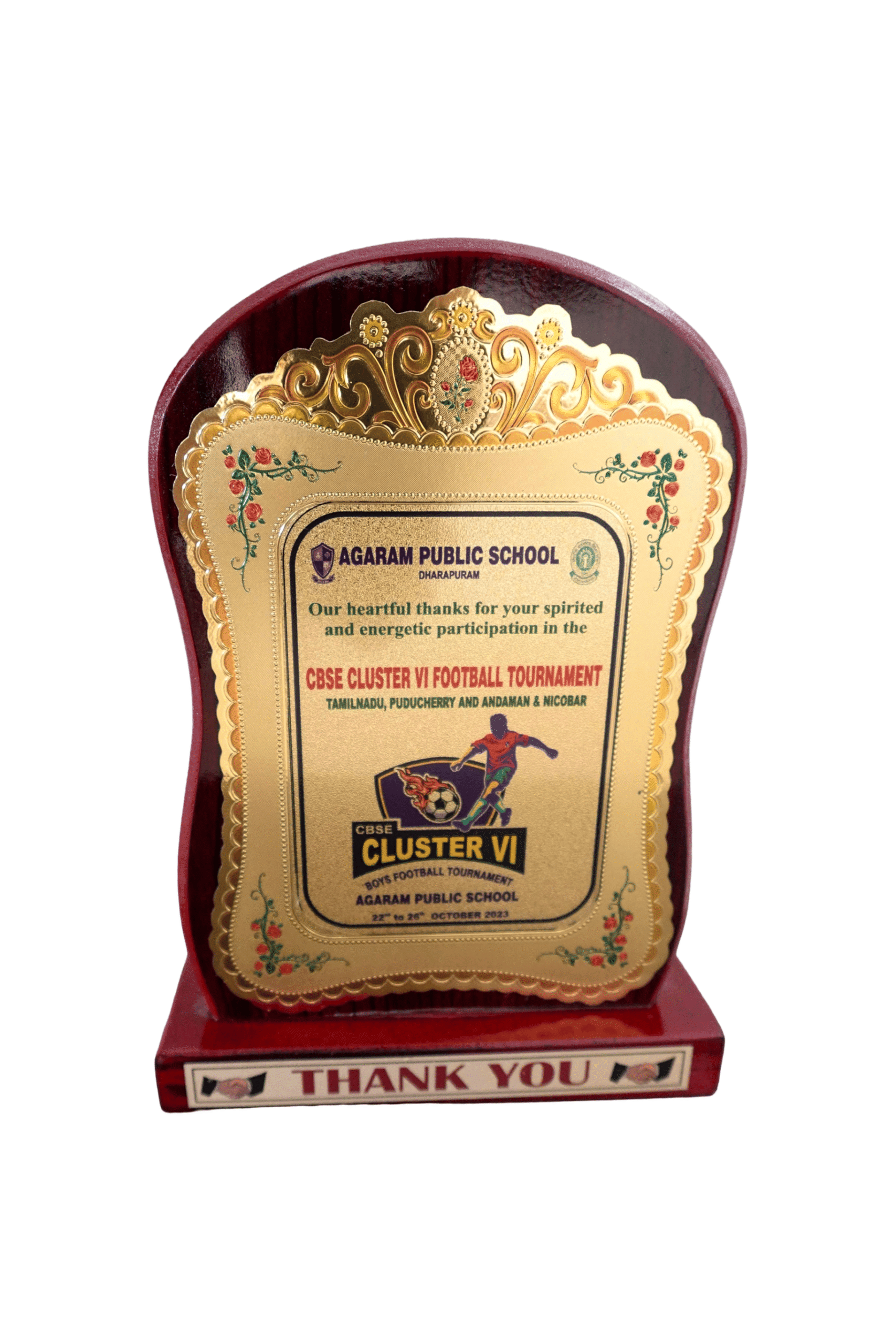 PARICIPATION AWARD - CBSE CLUSTER VI FOOTBALL TOURNAMENT